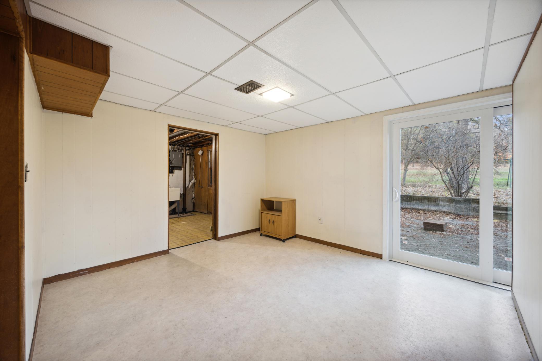 New sliding door was just installed. It is 78x80. There are new ceiling tiles throughout the lower level.