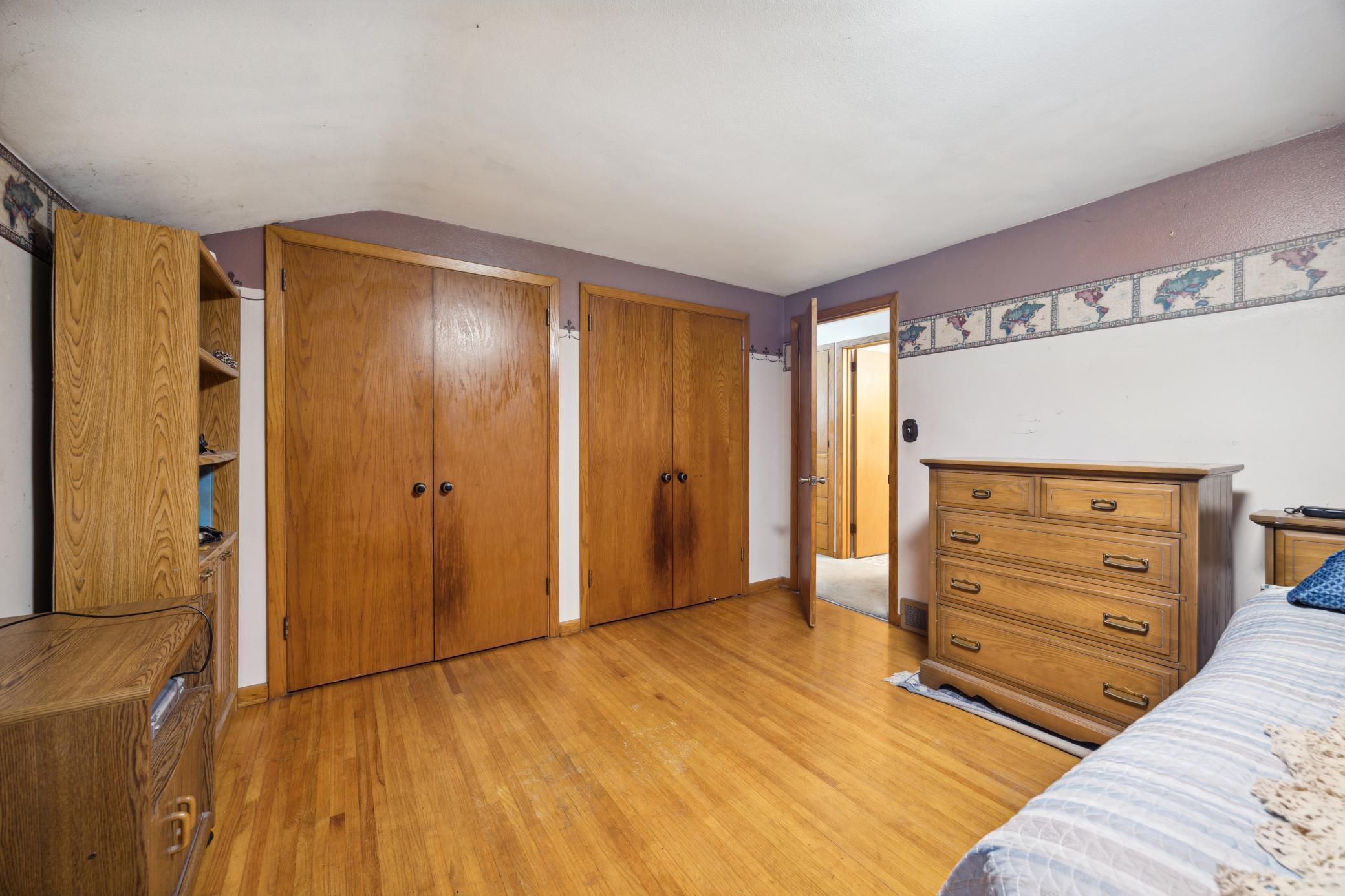 Double closets for so much clothing storage.