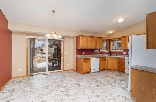 Eat in kitchen with patio door that steps onto the great covered patio area