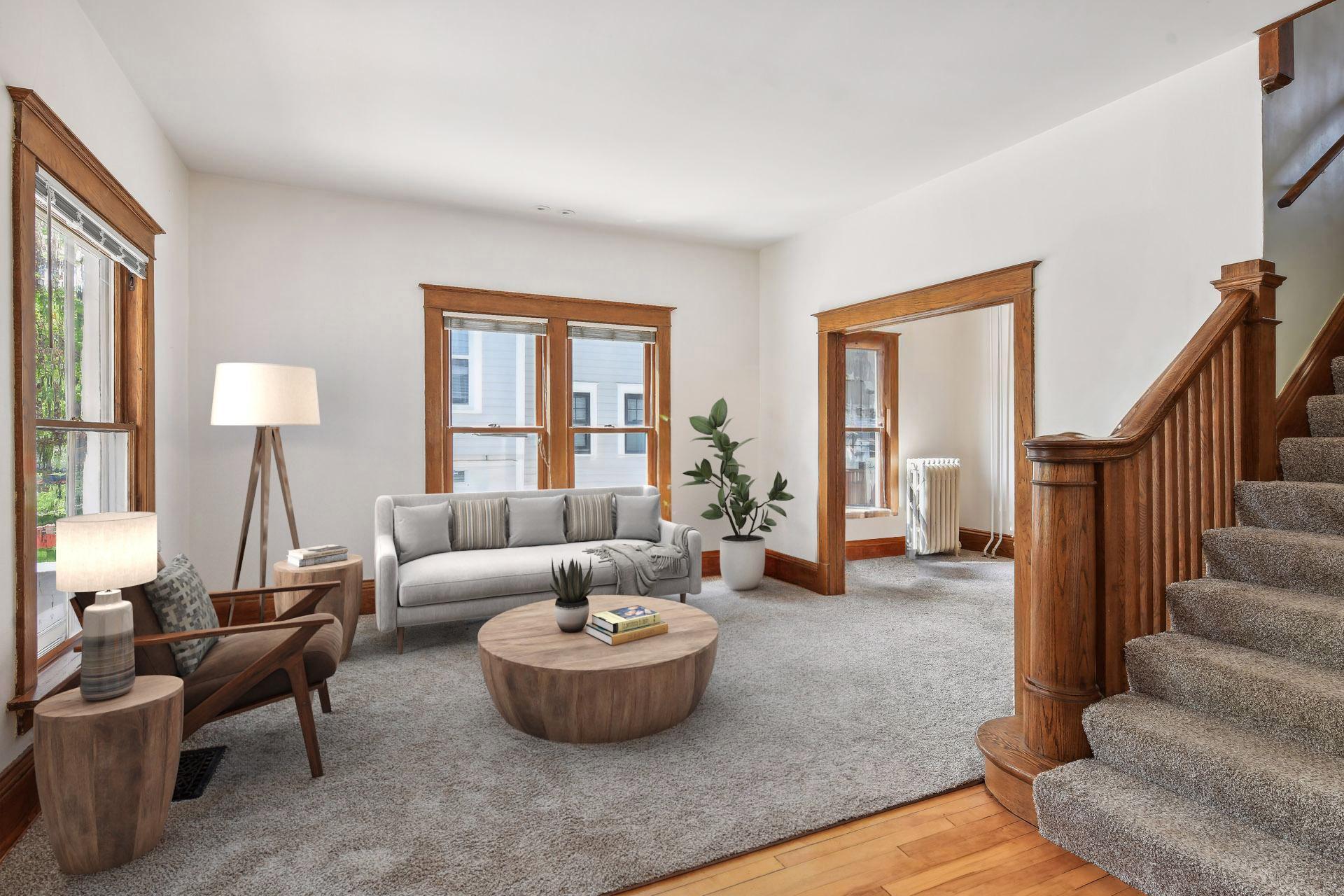 Virtually staged living room