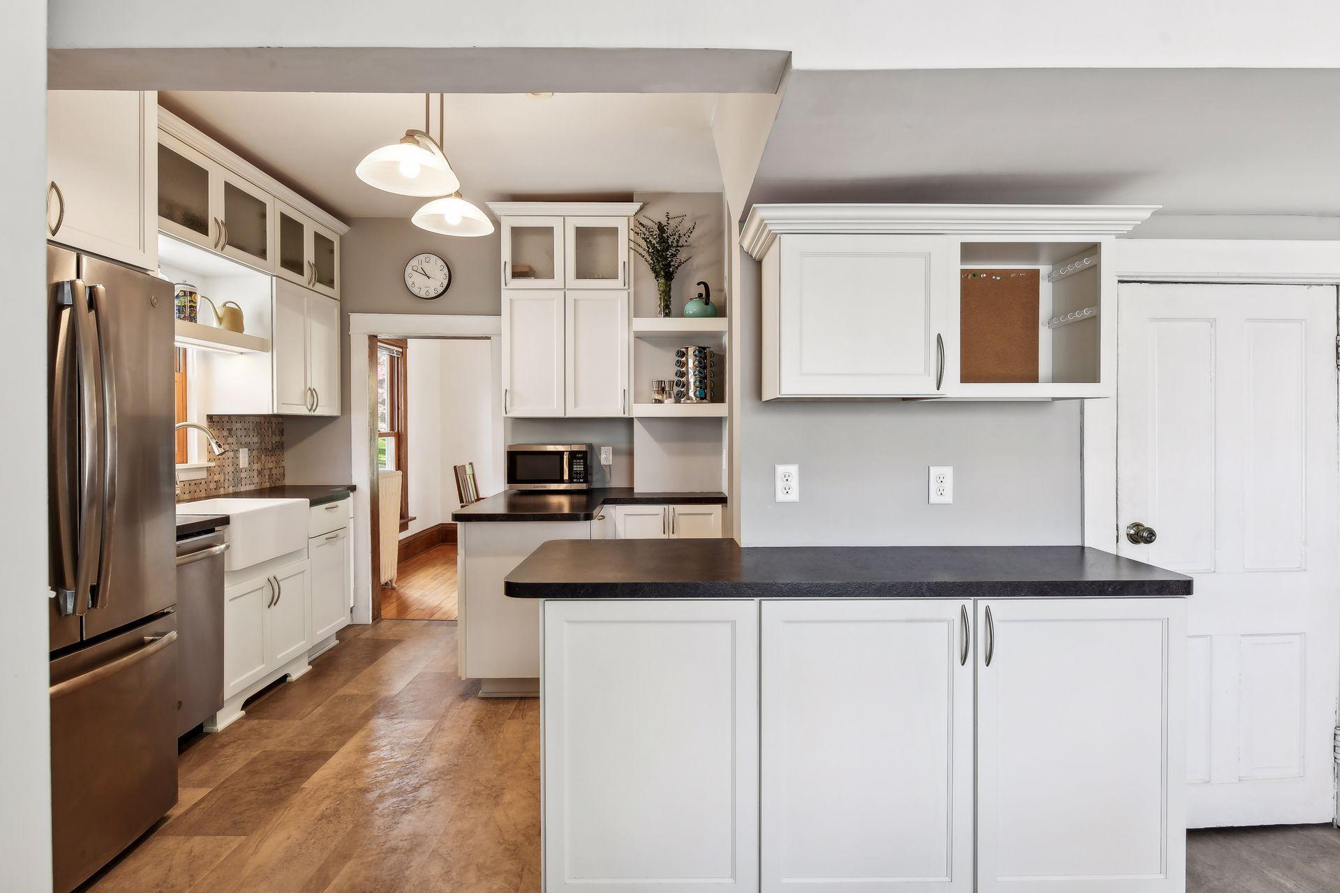 Ample storage and counter space in this updated kitchen