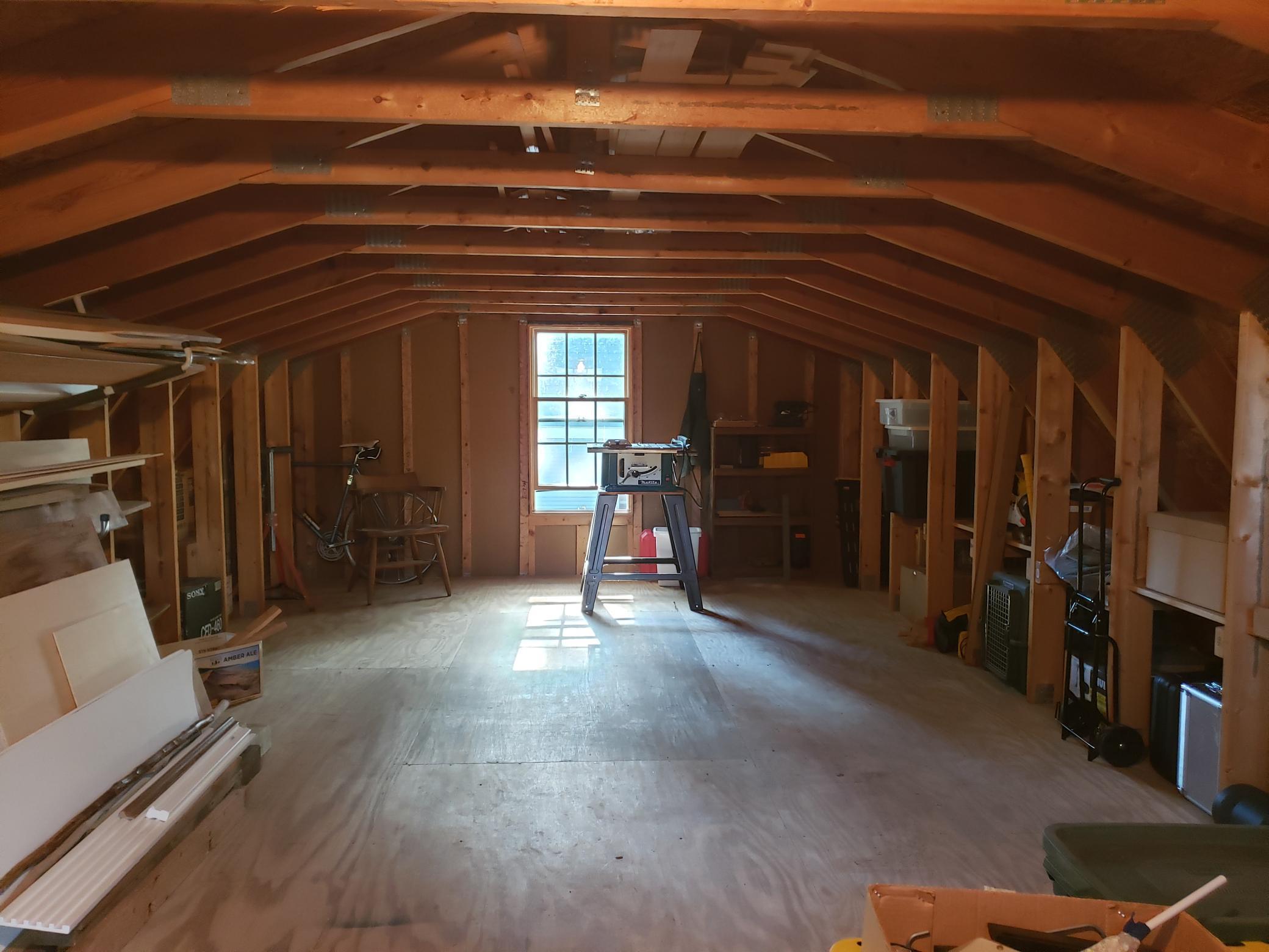 Walk up storage area in the large garage