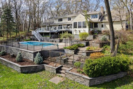 Extensive professional landscaping on this property.