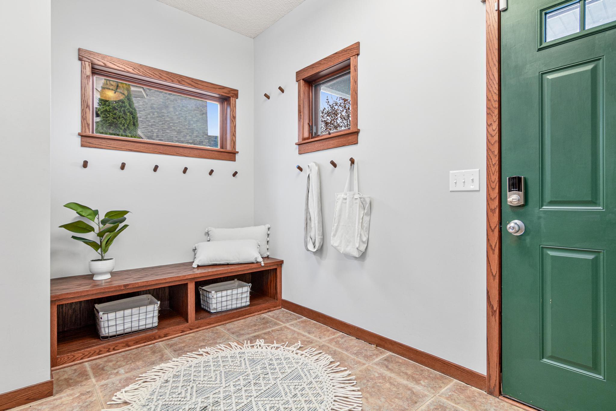 Spacious entry with mud area