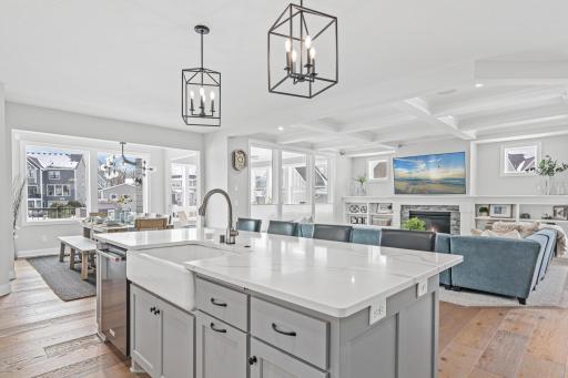 Gorgeous kitchen island is great for entertaining, also has a built in speaker system for music throughout