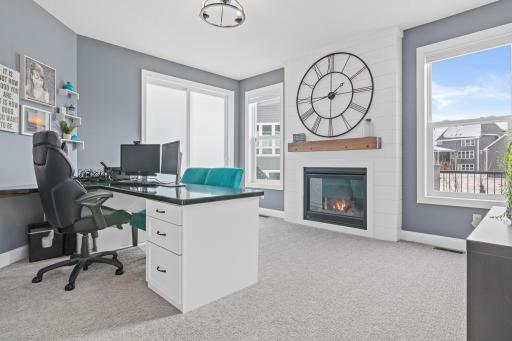 Office #2 with gas fireplace and plenty of natural light!