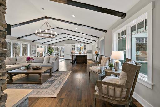 An open-concept great room that seamlessly connects with the kitchen and dining areas.