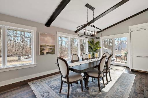 This charming dining room invites you to enjoy meals with loved ones in style.