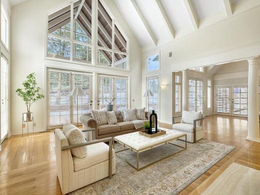 Impressive and unique living room windows.