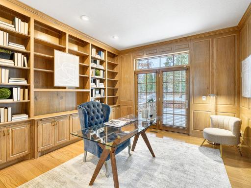 Stately main floor office with beautiful built-ins.