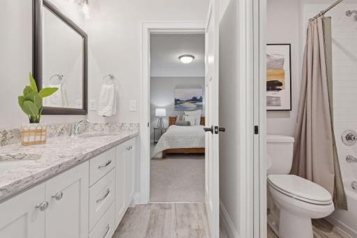 Full bathroom in the lower level is a jack and jill style.