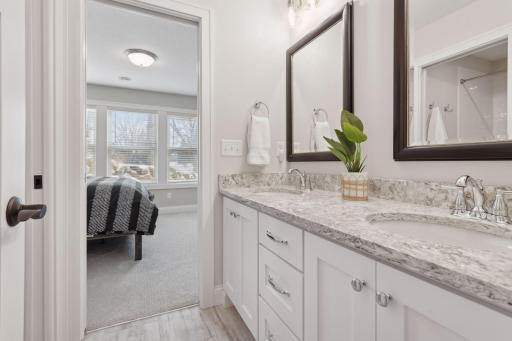 Double sinks and loads of storage space.