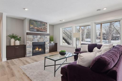 Lower level family room is a perfect space for gathering.