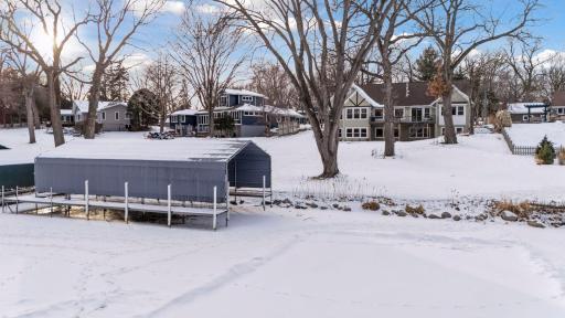 Dock and slip can accommodate a 35 foot boat.