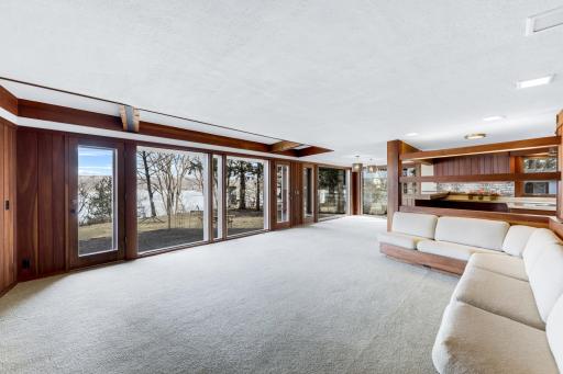 Living room with large picture windows for eastern views.