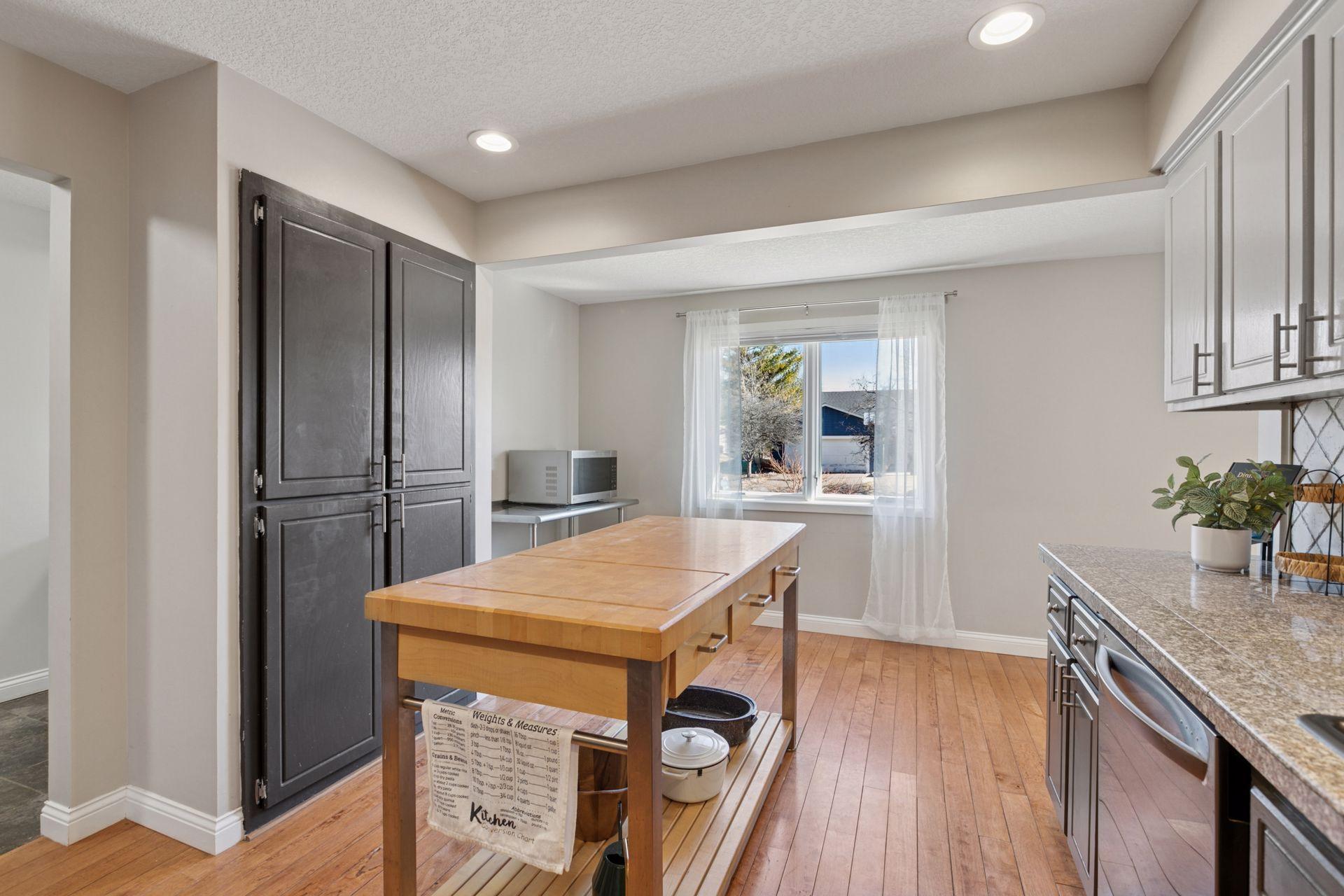 Butcher block mobile island