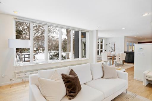 Great room overlooking deck and huge backyard
