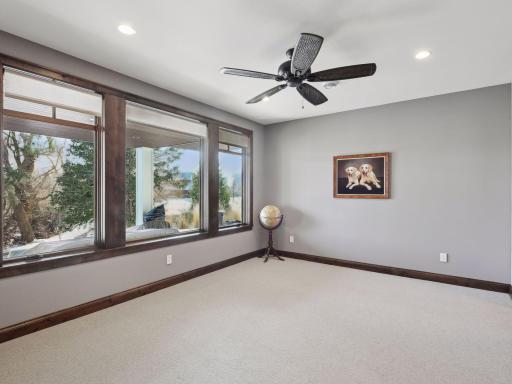 One of three lower-level bedrooms