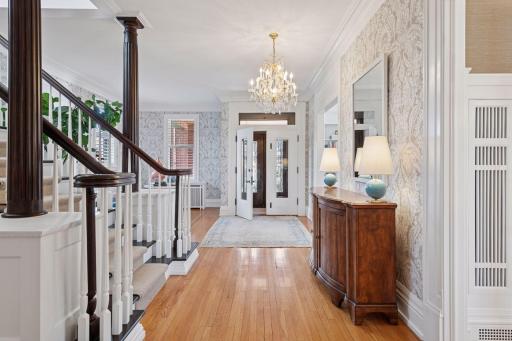 Main entry hall. Beautiful hardwood floors throughout the home. 10' ceilings.