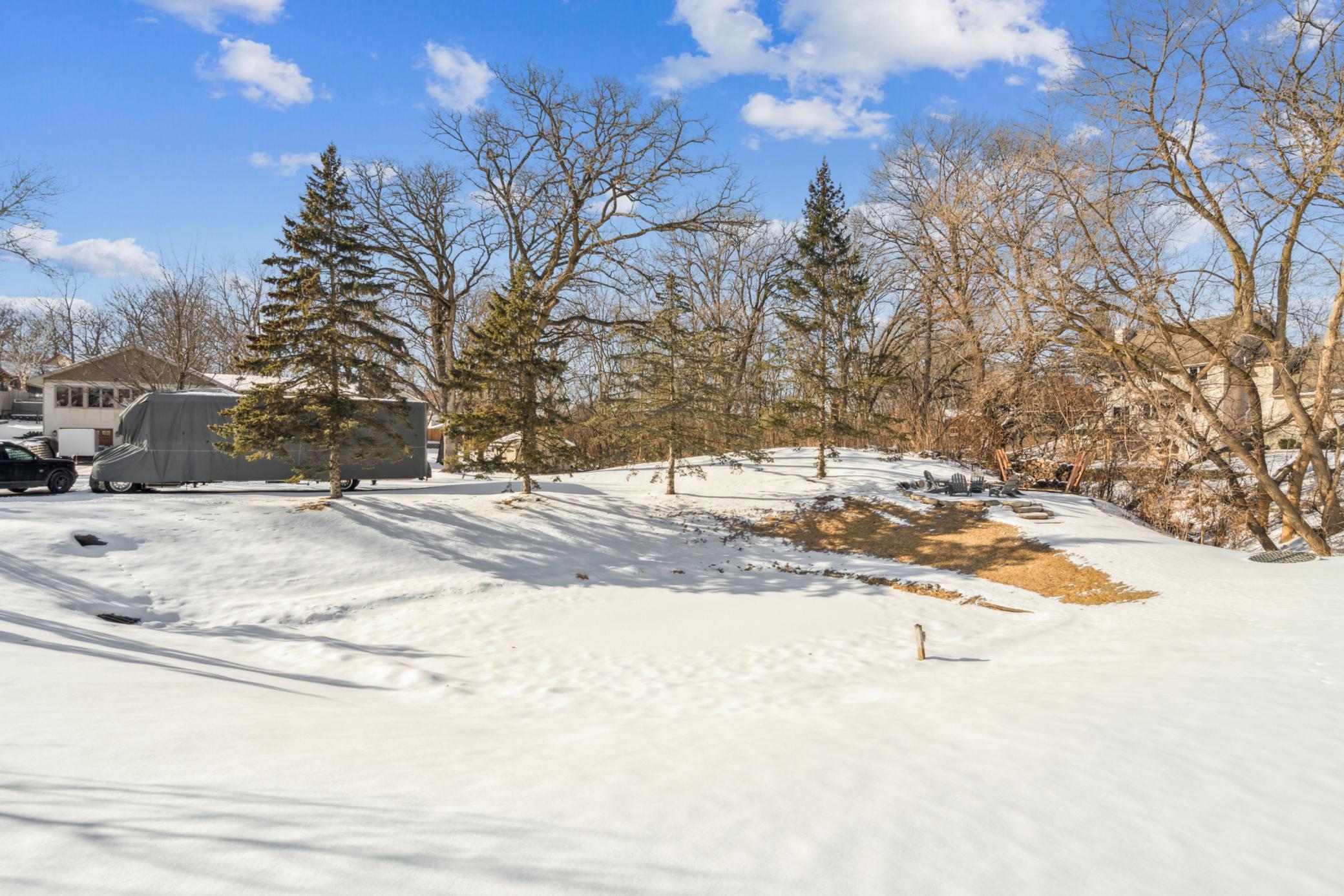 Winter firepit pond area