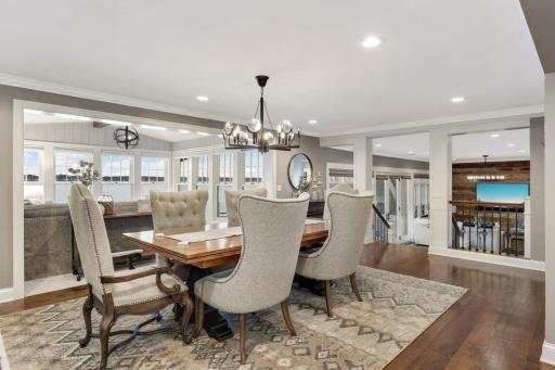 You can see the lake from the dining room
