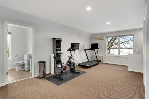 Space above the garage - bathroom, heat and AC! Has a great lake view too!