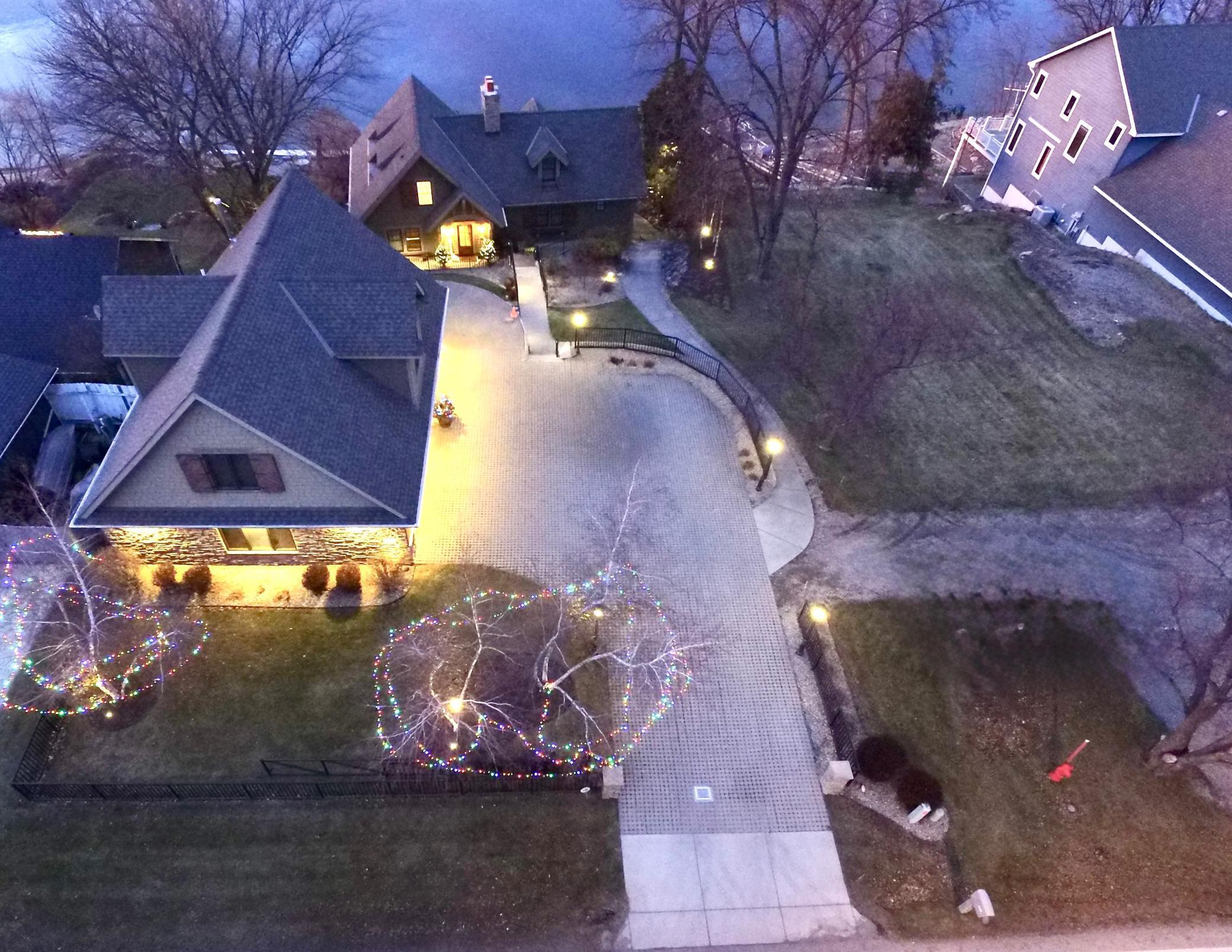 Aerial view of the property. The right side is the vacant lot that is included.