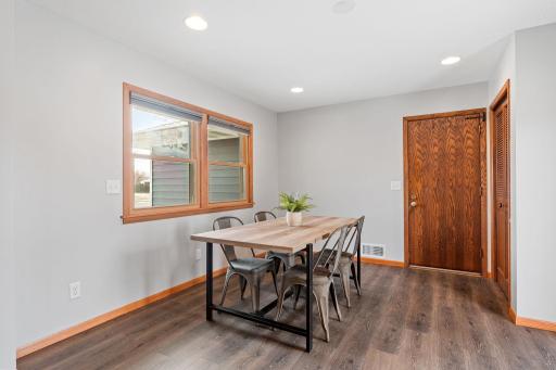 Door leads to garage with epoxy finished flooring.