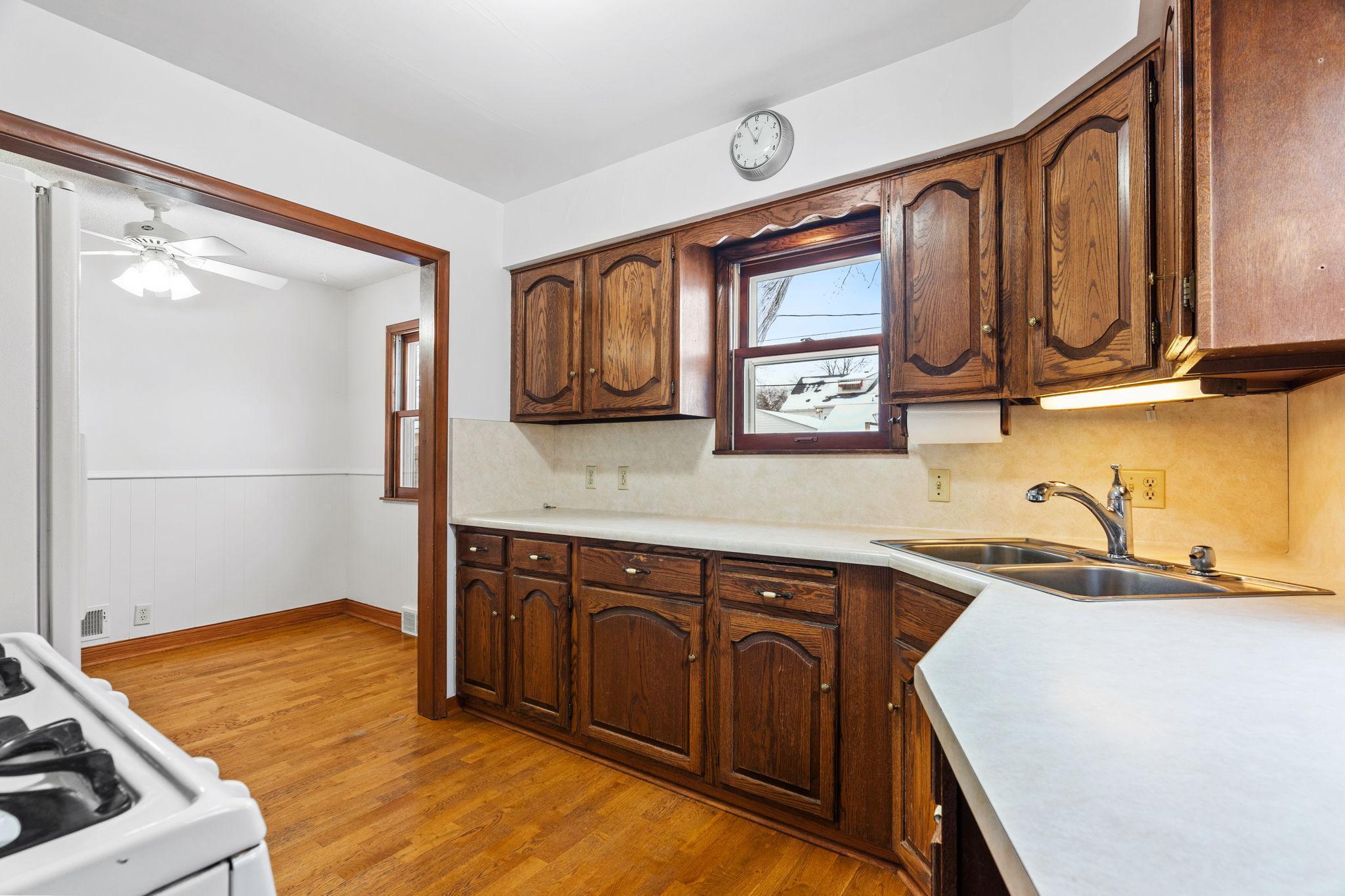 Kitchen and separate dining.