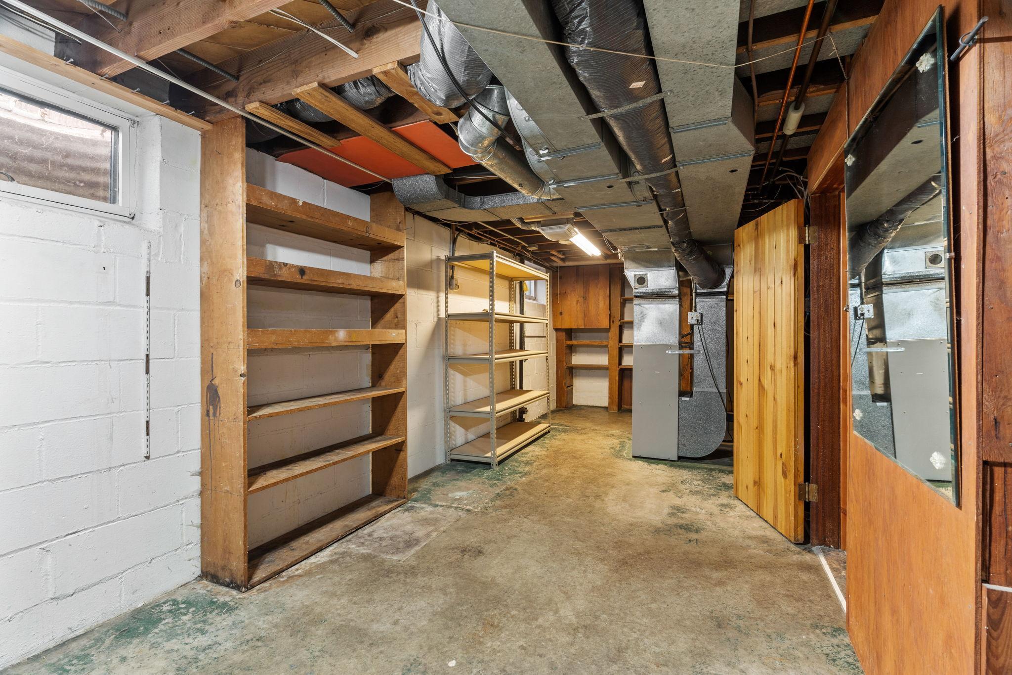 Extra storage in basement.