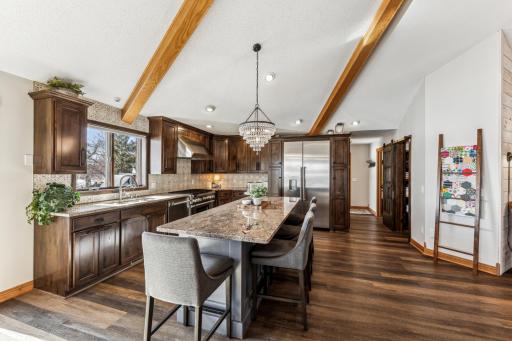 On the right you can see the barn door that is the entrance to the walk in pantry which was totally gutted and renovated in 2018.