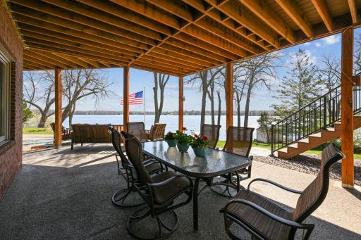 Massive concrete patio under the maintenance free deck.
