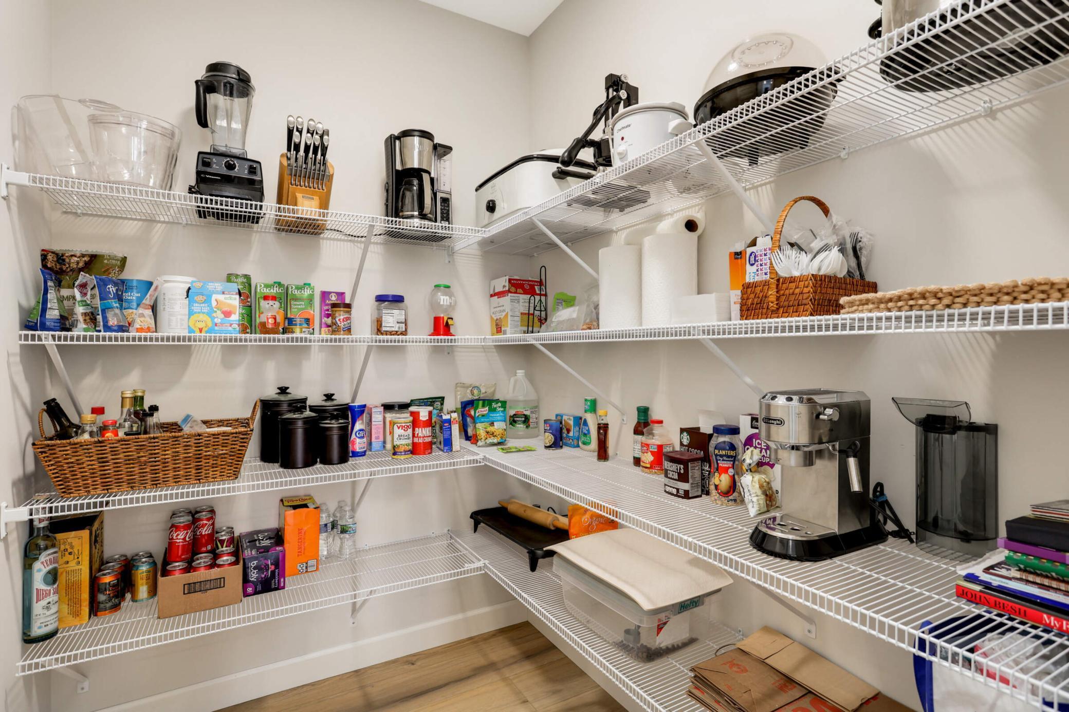 Plenty of space for all your kitchen gadgets in your walk in pantry