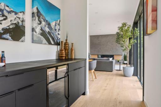 Just off the mud room and garage is this great storage area with a built in mini-fridge. Great for backyard hang outs.