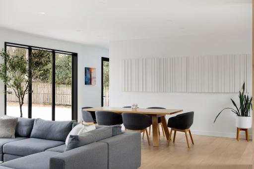 Dining with a fantastic space for a statement art piece.