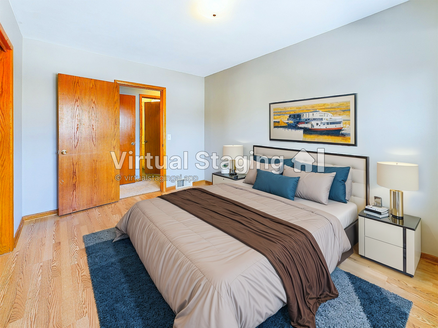 Virtually staged main bedroom