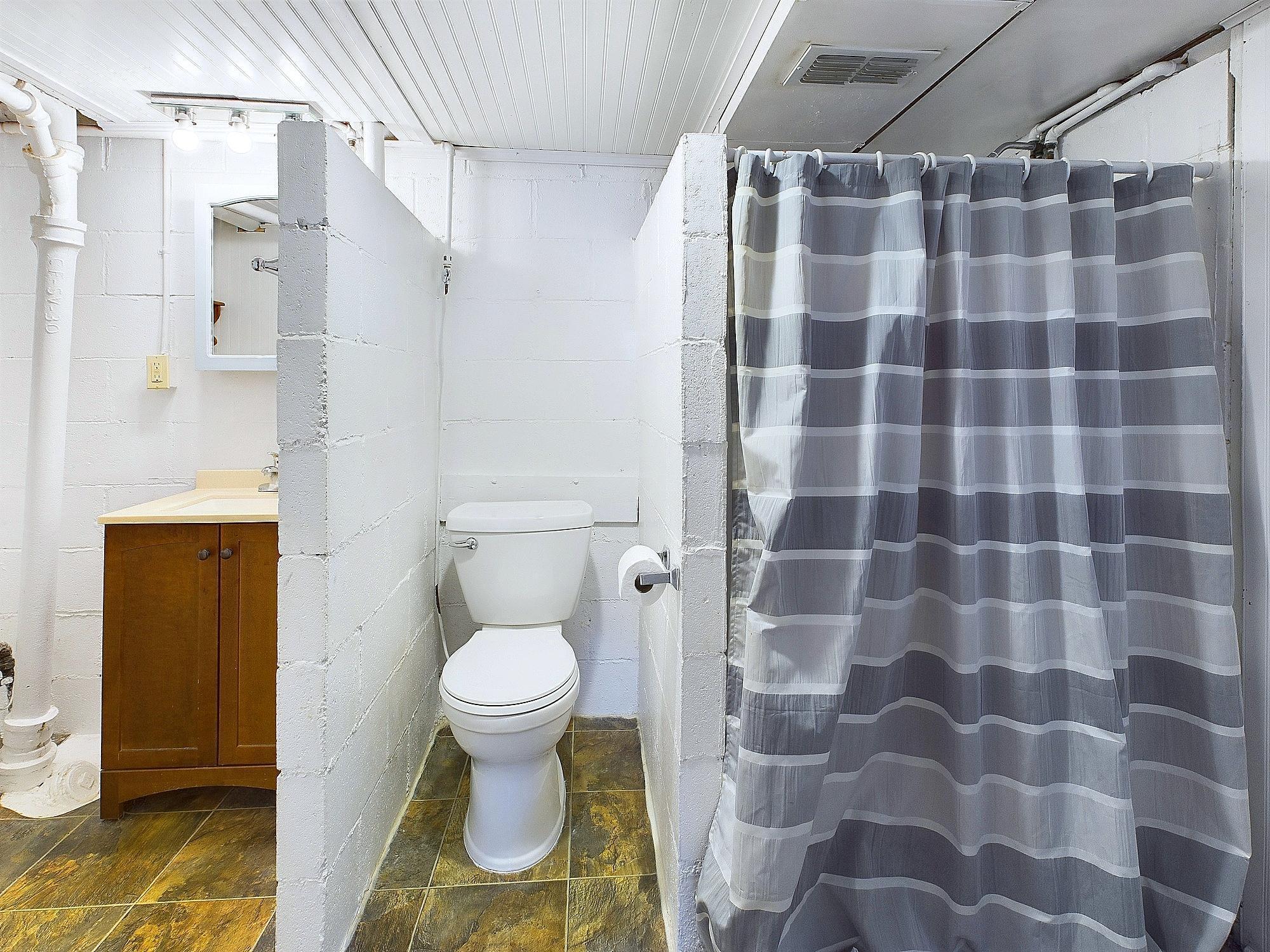 3/4 bath on the lower level.