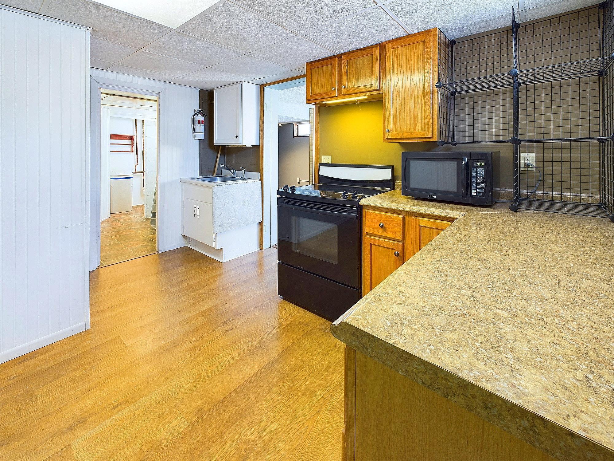 Full kitchen in the lower level.