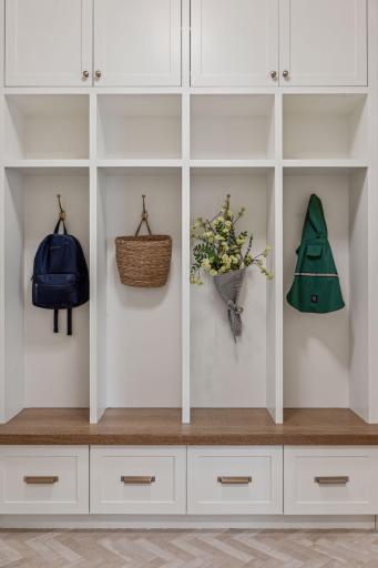 The mudroom with built-in lockers