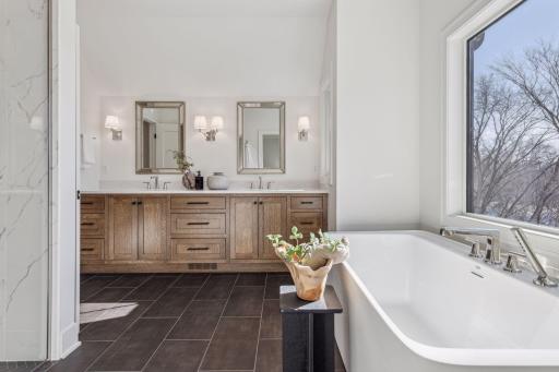 Soaking tub in primary suite