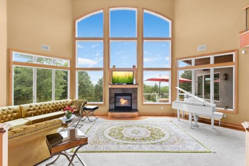 Inviting great room with cozy fireplace, perfect for entertaining or relaxing