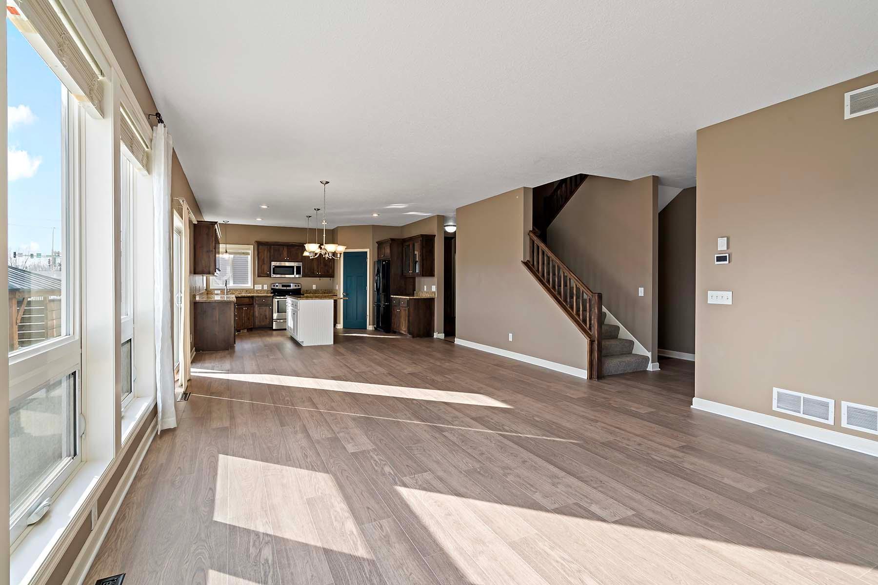 Open floor plan with all new flooring