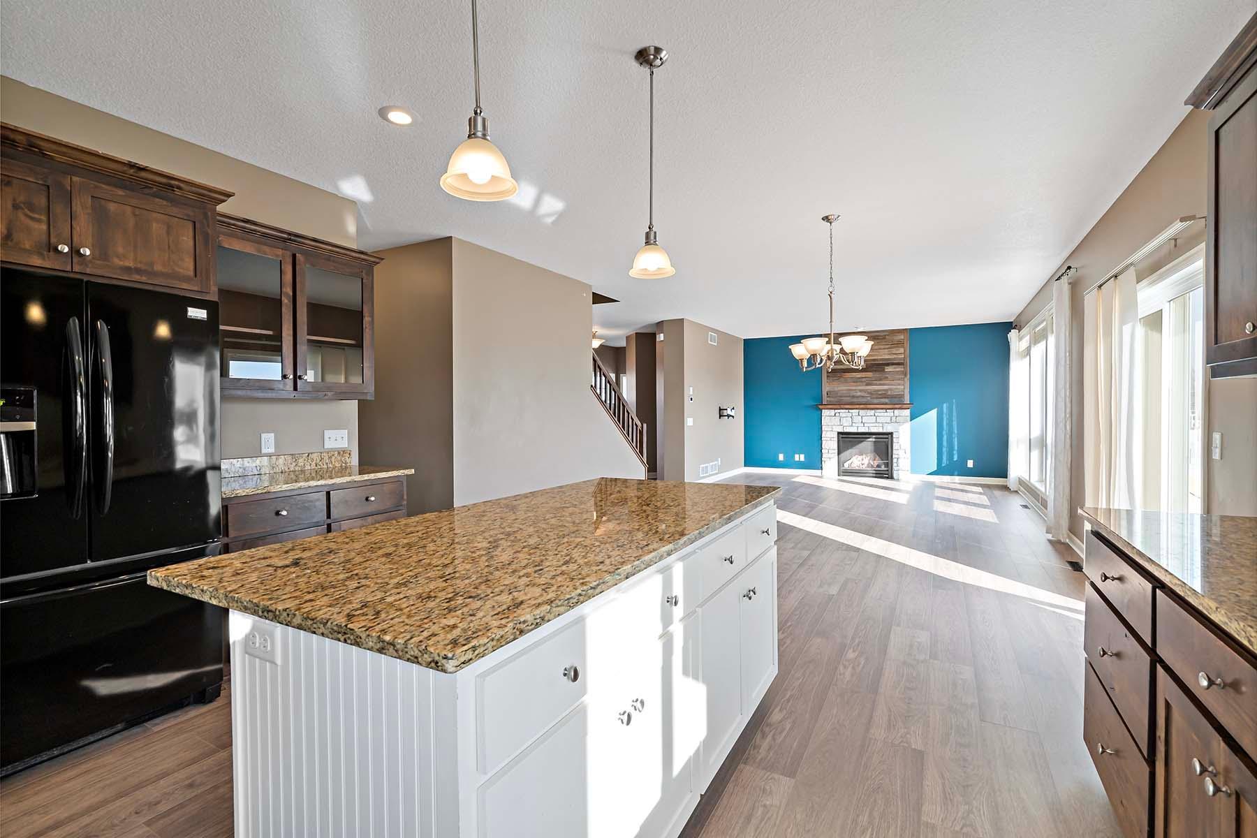Updated kitchen with island for extra counter space and storage
