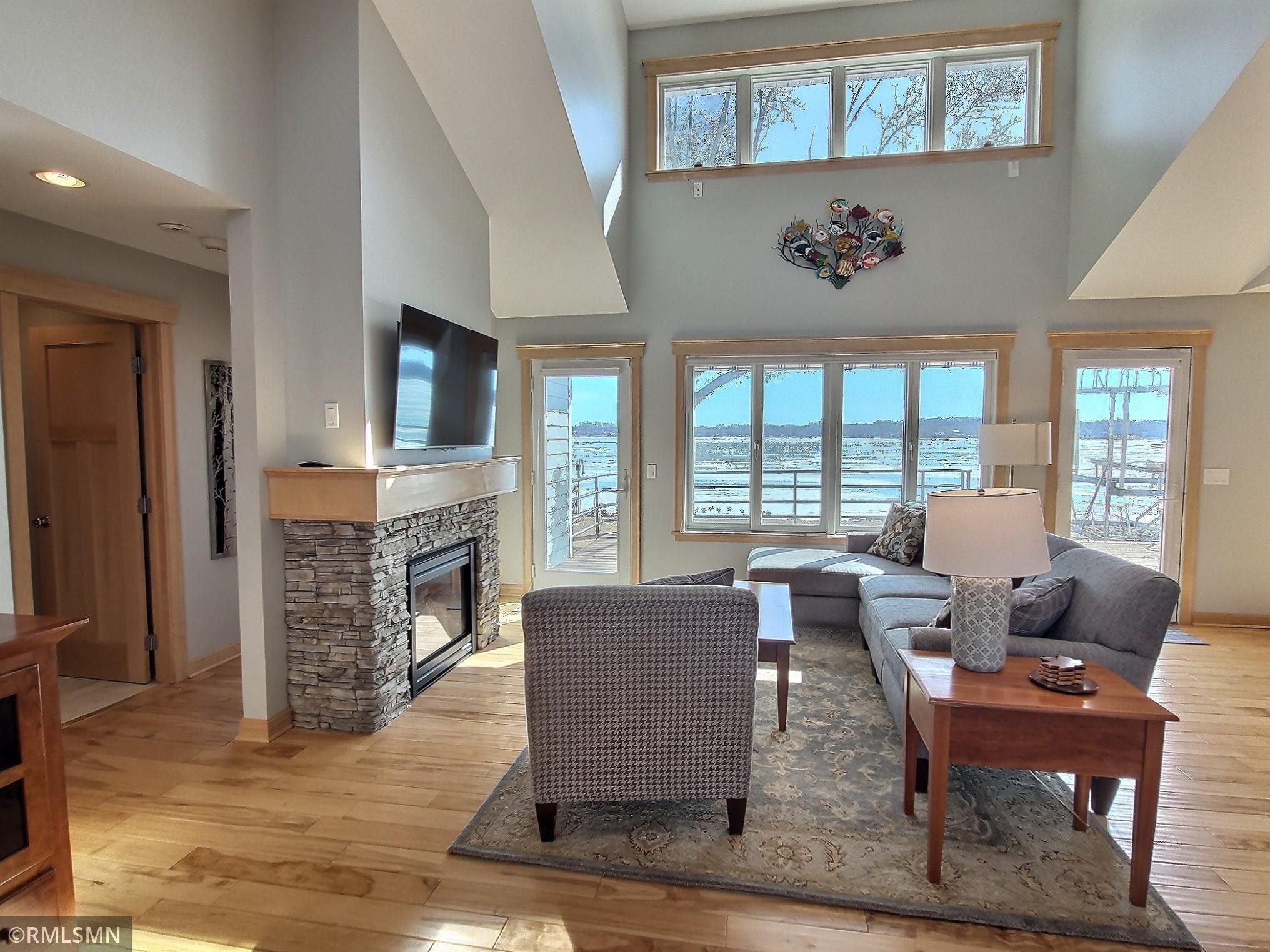 When the weather cools at the lake the gas fireplace will warm you up as you gather in living the room. Cozy up and still take in the views of the lake.