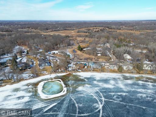 The aerial from above shows the quiet location of the area. Also the lake home is on a dead end road so peaceful area to be in.