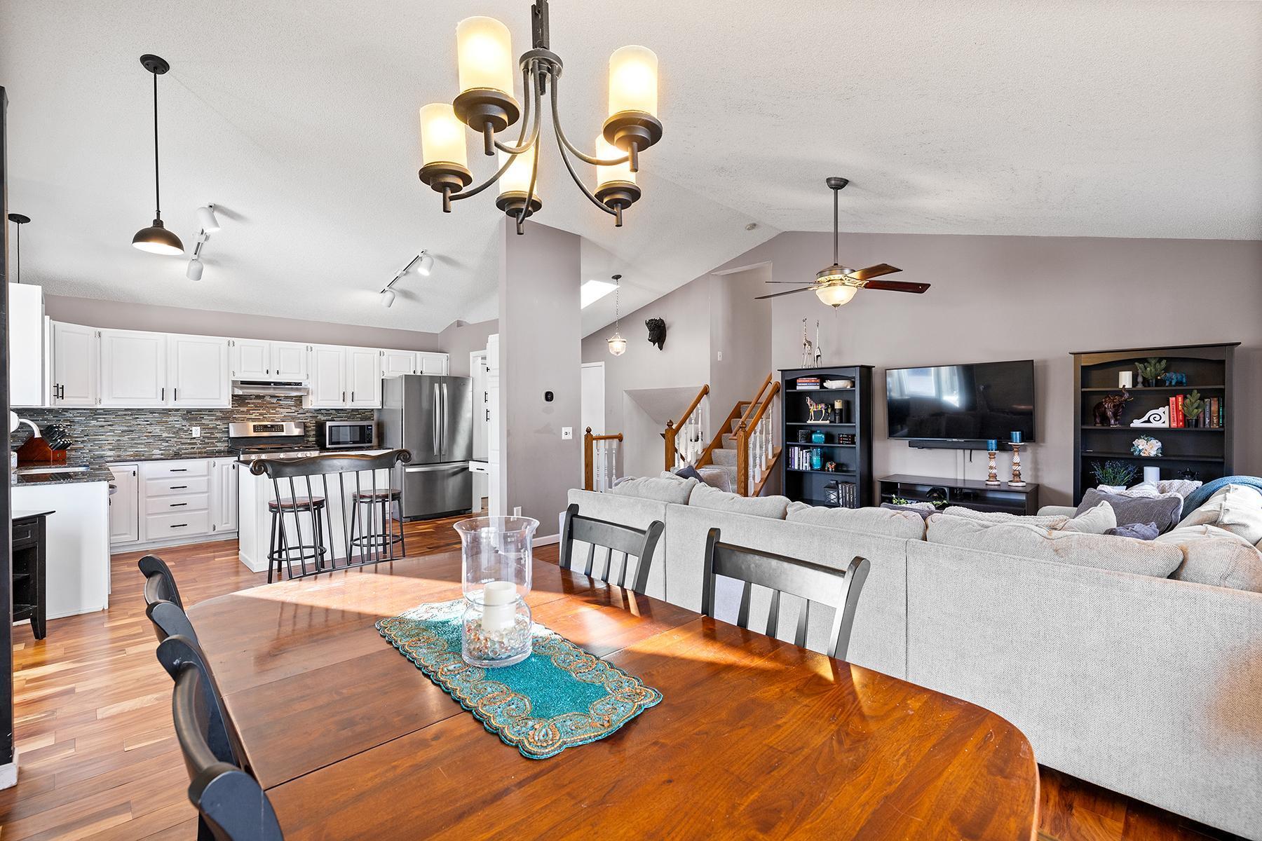 Open concept from kitchen to dining to living room