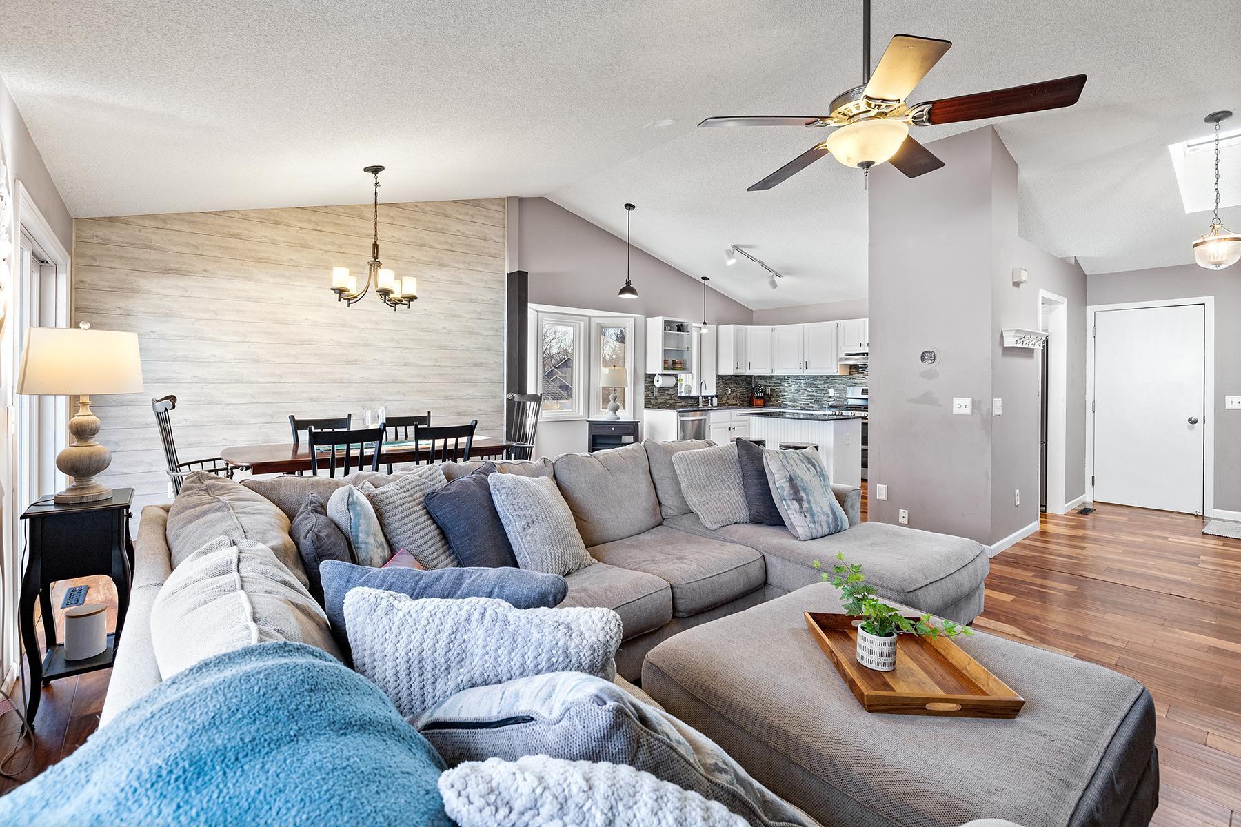 Vaulted ceilings with skylight over entryway