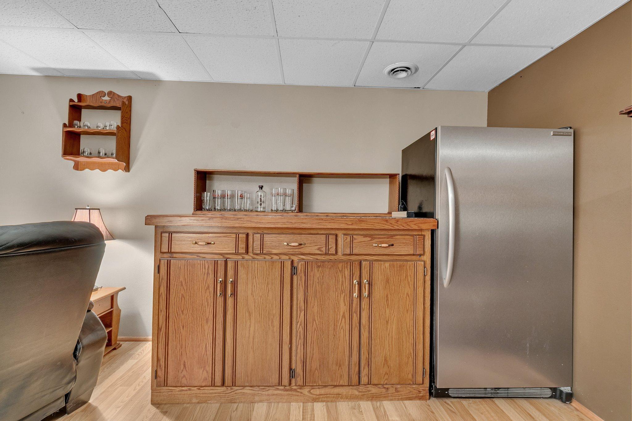 Bar will stay, refrigerator will not.