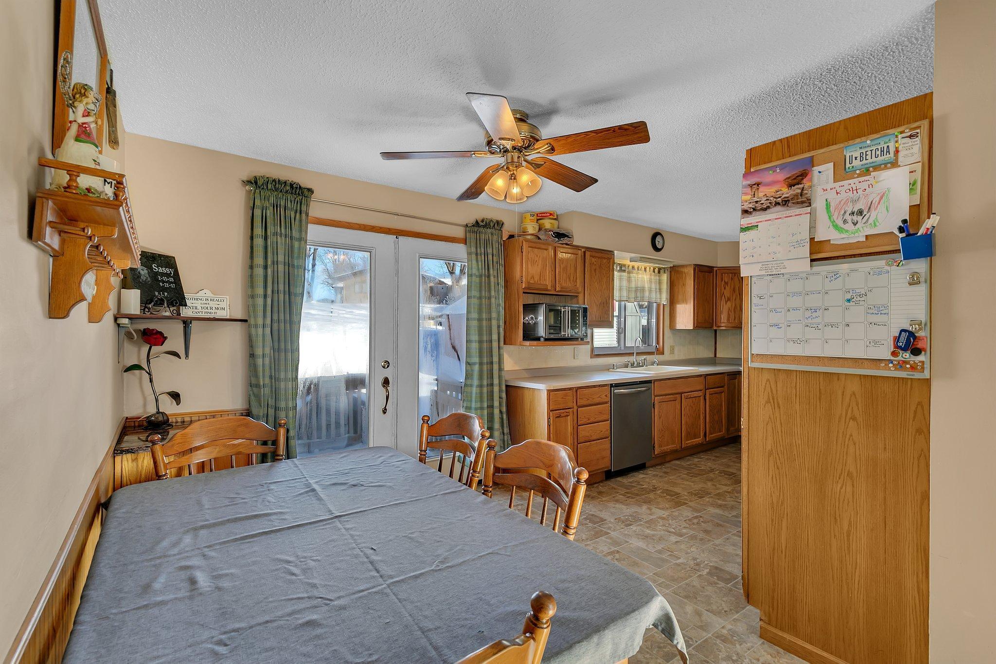 Dining room leads to your backyard.