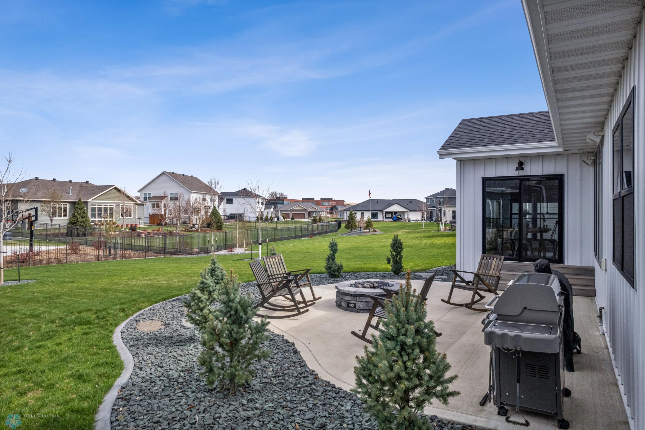 Patio with gas fire pit and gas line for grill.